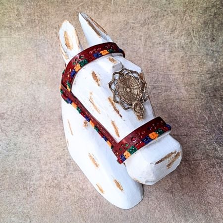Handmade Wood White Horse Head Wall Decor